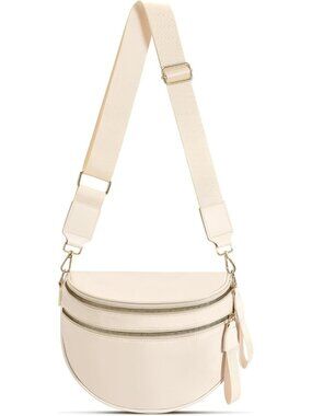 Women's Beige 1 Bum Bag Spacious Nylon Fanny Packs Checkered Cross Body Bag